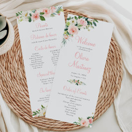 Pink Floral Quinceañera Programm Reihenfolge der V