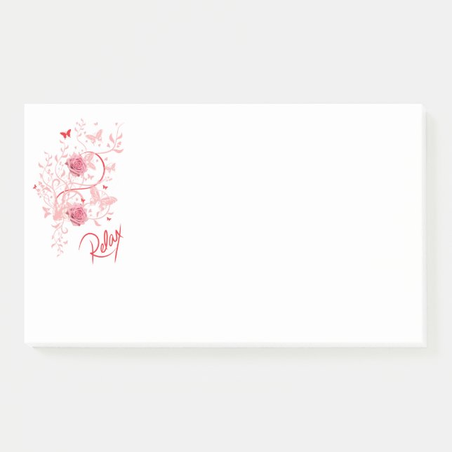 Pink Floral Relax Post it Aufkleber Post-it Klebezettel (Vorderseite)