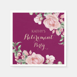 Pink Floral Retirement Party Serviette