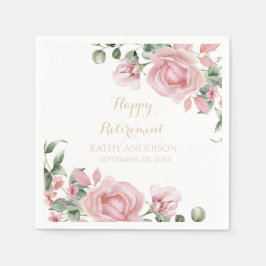 Pink Floral Retirement Party Serviette
