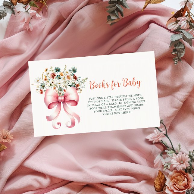 Pink Floral Ribbon Books for Baby Enclosure Card Begleitkarte (Von Creator hochgeladen)