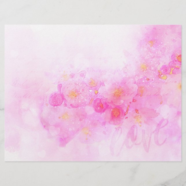 Pink Floral Romance Scrapbook Ephemera (Vorderseite)