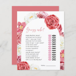 Pink Floral Rose Brautparty Raten Sie, wer gespiel