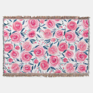 Pink Floral Rose Muster Decke