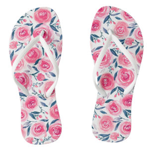 Pink Floral Rose Muster Flip Flops