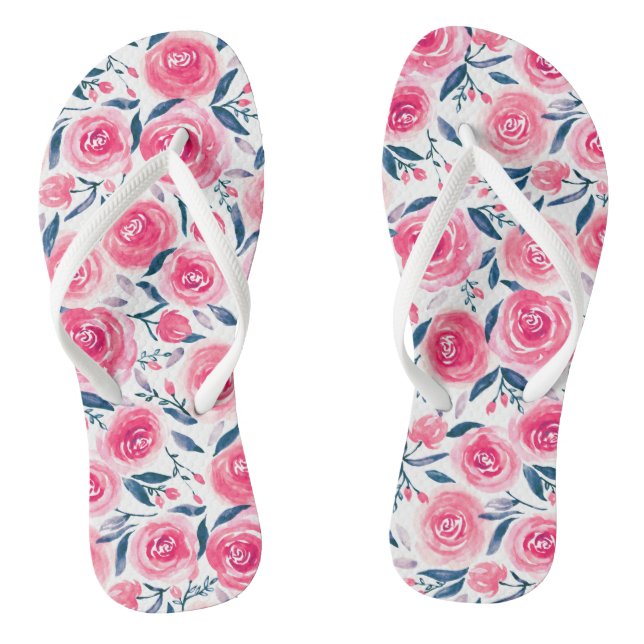 Pink Floral Rose Muster Flip Flops (Fußbett)