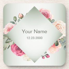 Pink Floral Rustic Geometric Green Party Getränkeuntersetzer