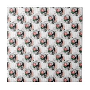 Pink Floral Schädel Serie Design 2 Fliese