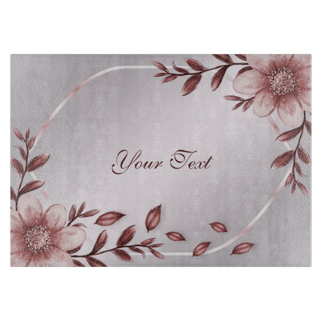 Pink-Floral-Schneidpappe Schneidebrett (Vorderseite)