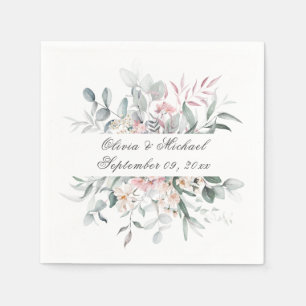 Pink Floral Script Name Wedkins Serviette