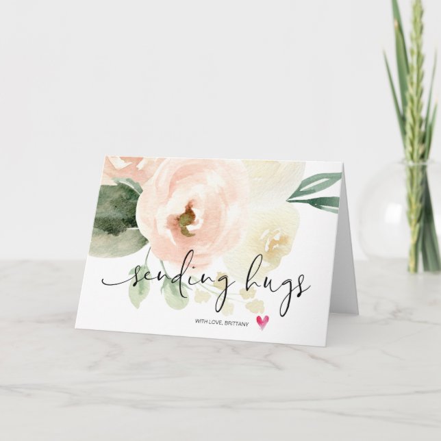 Pink Floral sendende Schläger Ermutigung Beileid Karte (Vorderseite)