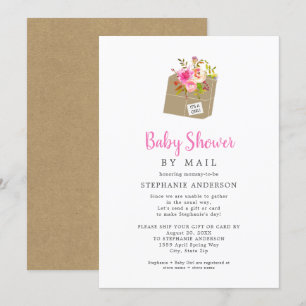 Pink Floral Shipping Box Girl Baby Shooter by Mail Einladung