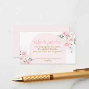 Pink Floral Spanisches Windelwaschgerät Raffle Bab Begleitkarte