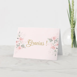 Pink Floral Spanish Baby Shower Girl Dankeskarte