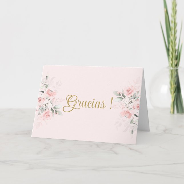 Pink Floral Spanish Baby Shower Girl Dankeskarte (Vorderseite)
