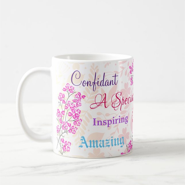 Pink Floral Special Schwester bedacht Herz Kaffeetasse (Links)