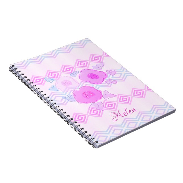 Pink Floral Spiral Notebook Notizblock (Rechte Seite)