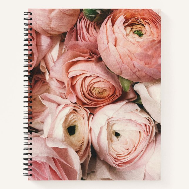Pink Floral Spiral Notebook Notizbuch (Vorderseite)