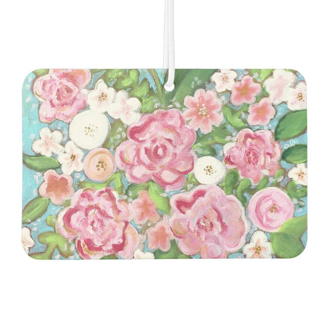 Pink Floral Spring Blooms Air Freshner Autolufterfrischer (Vorderseite)