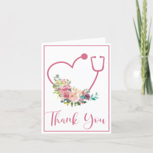 Pink Floral Stethoscope Herzmedizin Danke
