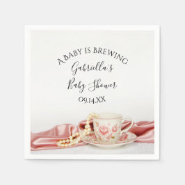 Pink Floral Tea Cup Baby Brauen Dusche Serviette