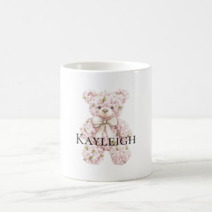Pink Floral Teddy Bär Kaffeetasse