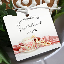 Pink Floral Tee Cup Pearls Liebe Brauen Hochzeit Geschenkanhänger