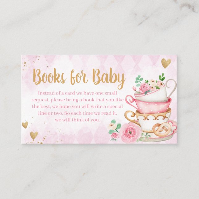 Pink Floral Tee Party Babydusche Bücher für Baby Begleitkarte