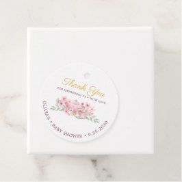 Pink Floral Tee Party Babydusche Geschenkanhänger