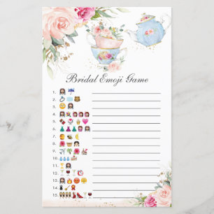 Pink Floral Tee Party Brautparty Picture Game