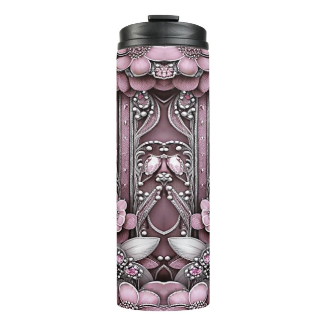 Pink Floral Thermal Tumbler Thermosbecher (Vorderseite)