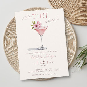 Pink Floral Tini Bit Ältere 21. Geburtstag Einladung