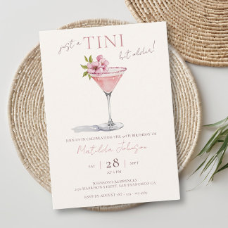 Pink Floral Tini Bit Ältere 50. Geburtstag Einladung