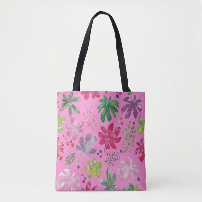 Pink Floral Tote Bag – Cute Botanical Pattern (Vorderseite)