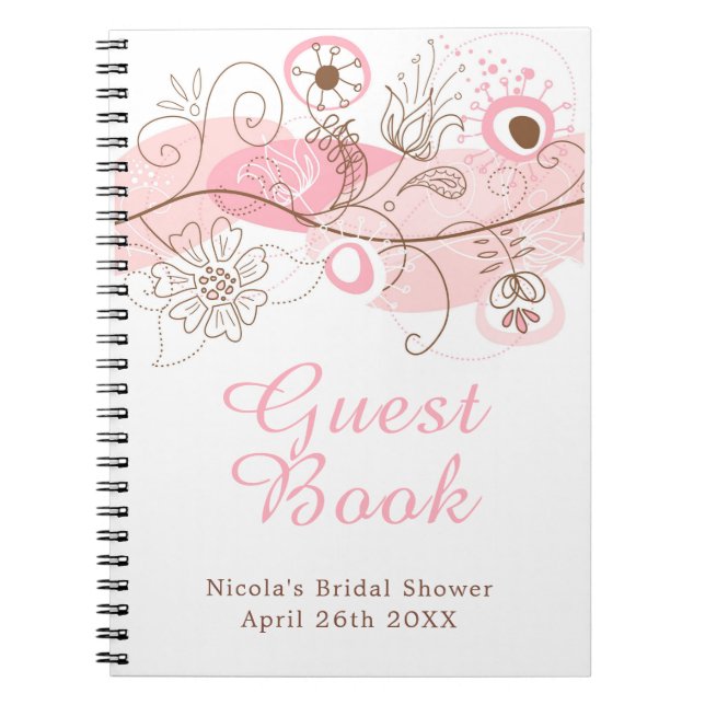 Pink Floral Twist Bridal Shower Notizblock (Vorderseite)