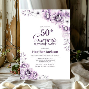 Pink Floral Überraschung 50. Geburtstagsparty Einladung