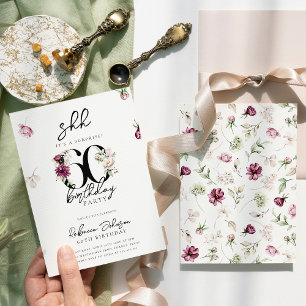 Pink Floral Überraschung 60. Geburtstagsparty Einladung