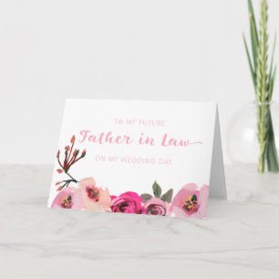 Pink Floral Vater in Law Wedding Day Card Karte