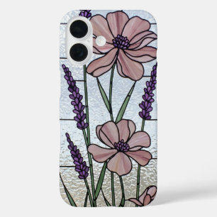 Pink, floral verklebte Gläser iPhone 16 Hülle