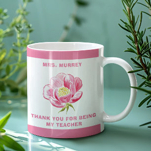 Pink Floral Vielen Dank Lehrer Geschenk Kaffeetasse