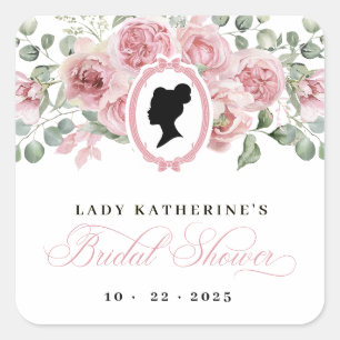 Pink Floral Vintag Bridal Quadratischer Aufkleber