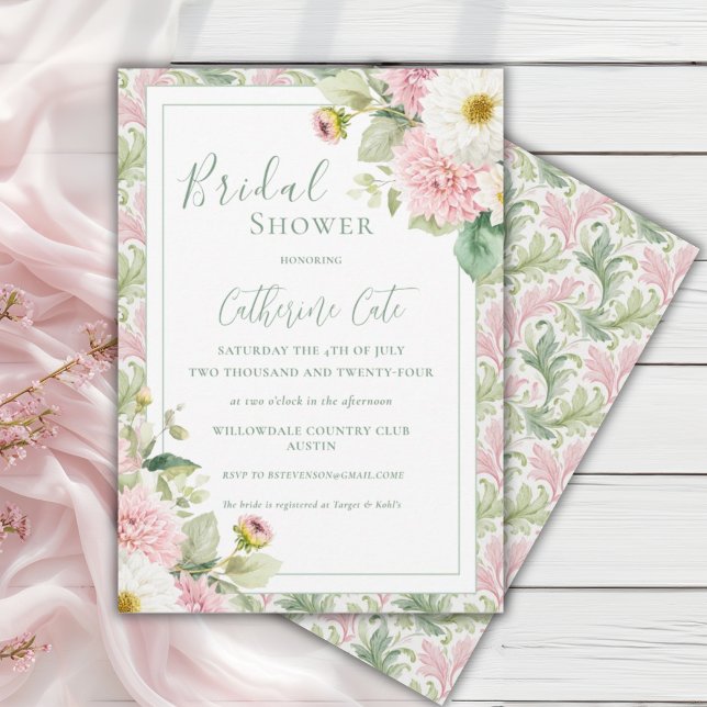 Pink Floral Vintage Bridal Shower Einladung (Von Creator hochgeladen)
