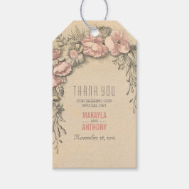 Pink Floral Vintage Hochzeit Danke Geschenkanhänger