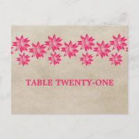 Pink Floral Vintage Tischnummer Postkarte