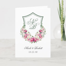 Pink Floral Wappen Hochzeitsprogramm Programm