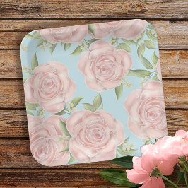 Pink Floral Wasserfarbe Muster Pappteller
