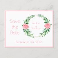 Pink Floral Wasserfarbe Save the Date Anton