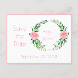 Pink Floral Wasserfarbe Save the Date Anton Ankündigungspostkarte