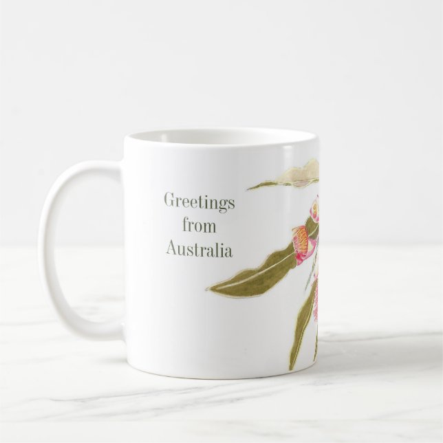Pink Floral Watercolor Australian Souvenir Kaffeetasse (Links)