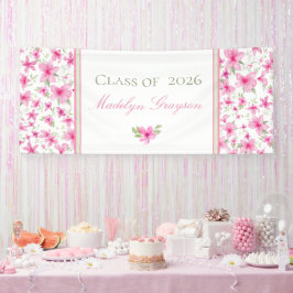 Pink Floral | Watercolor Azalea | Graduation Banner